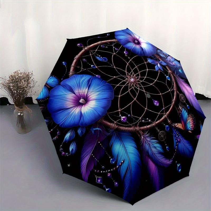 1pc Dreamcatcher with Flowers and Butterflies Umbrella with Plastic Handle,Suitable for All Seasons Home Travel Outdoor UmbrellaB1846