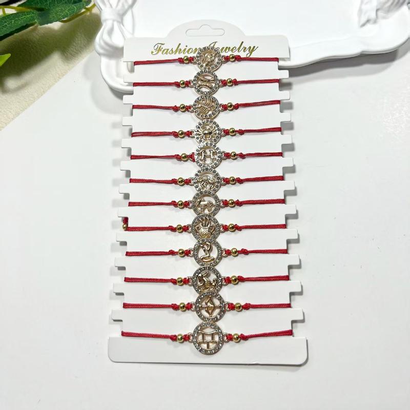 

12Pcs/Set Evil Eye Bracelet Set For Both Men And Women Woven Red Bracelet Adjustable To Protect Friendship