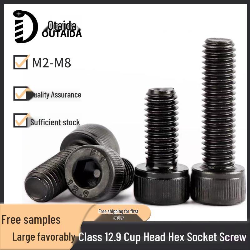 12.9 Black High-Strength Knurled Socket Head Cap Screw Bolt M2 M3 M5
