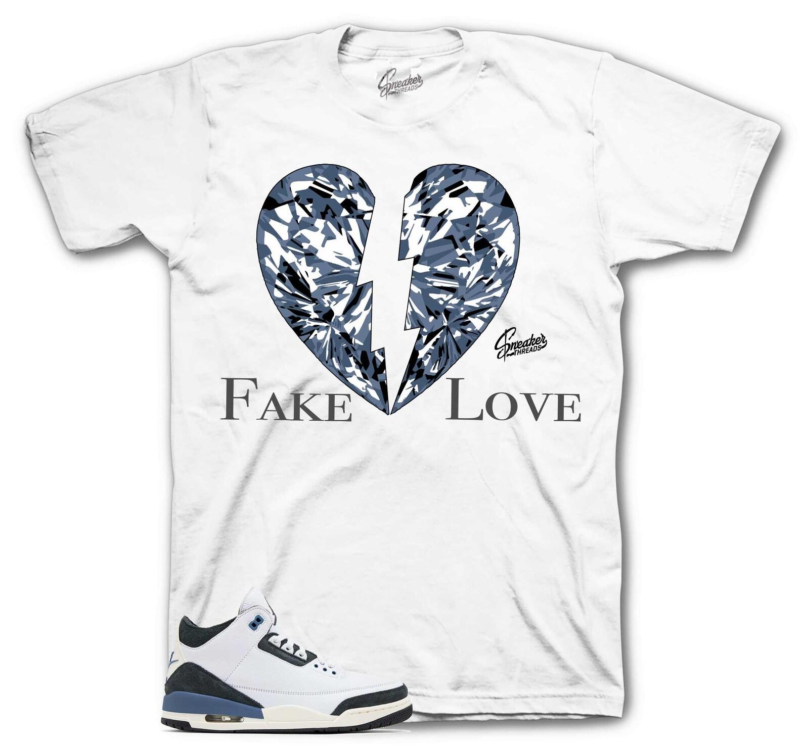 Retro 3 Diffused Blue For The Love Graphic T-Shirt AJ3 - Love Sneaker Tees L