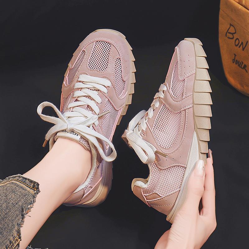 

Cortez Женские летние новые плоские дышащие кроссовки Модные громоздкие кроссовки Женские универсальные туфли на платформе 40 розовый