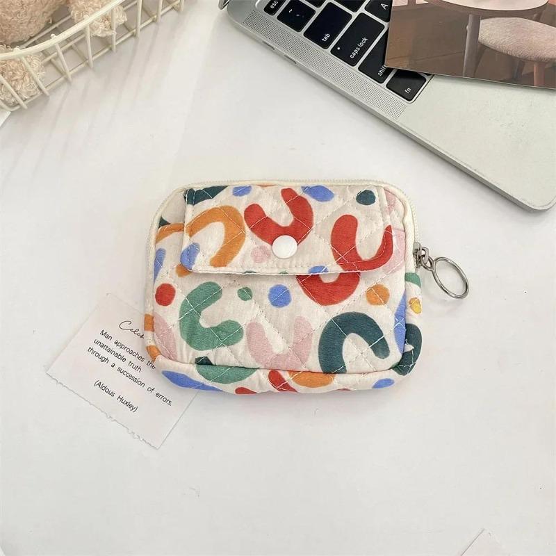 Cute Cartoon Floral Quilting Document Storage Bag Card Wallet Coin Purse ID Card Holder Driver's License Holder Badge Holder