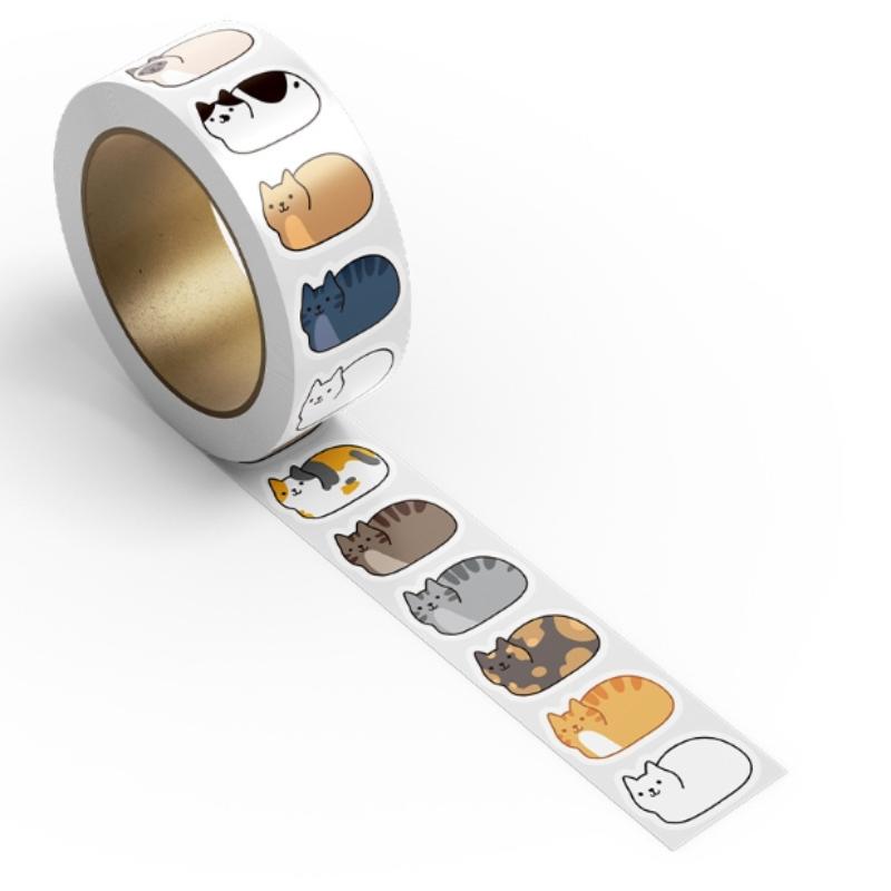 500Pcs Kawaii Cartoon Cat Tuo Tuo Roll Stickers Skateboard Laptop Luggage Skateboard Phone Gift Waterproof Phone Cute Sticker