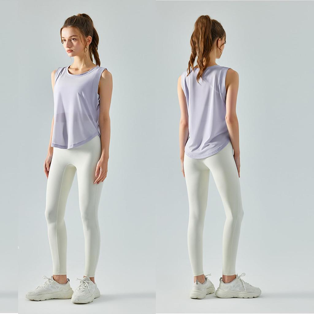 Yuoku Short Sleeved Tank Top with Striped Perfect for and Features a and Stretch Perfect for and Gym A01 Light Women's Print, Yoga, Fitness, Pilates.