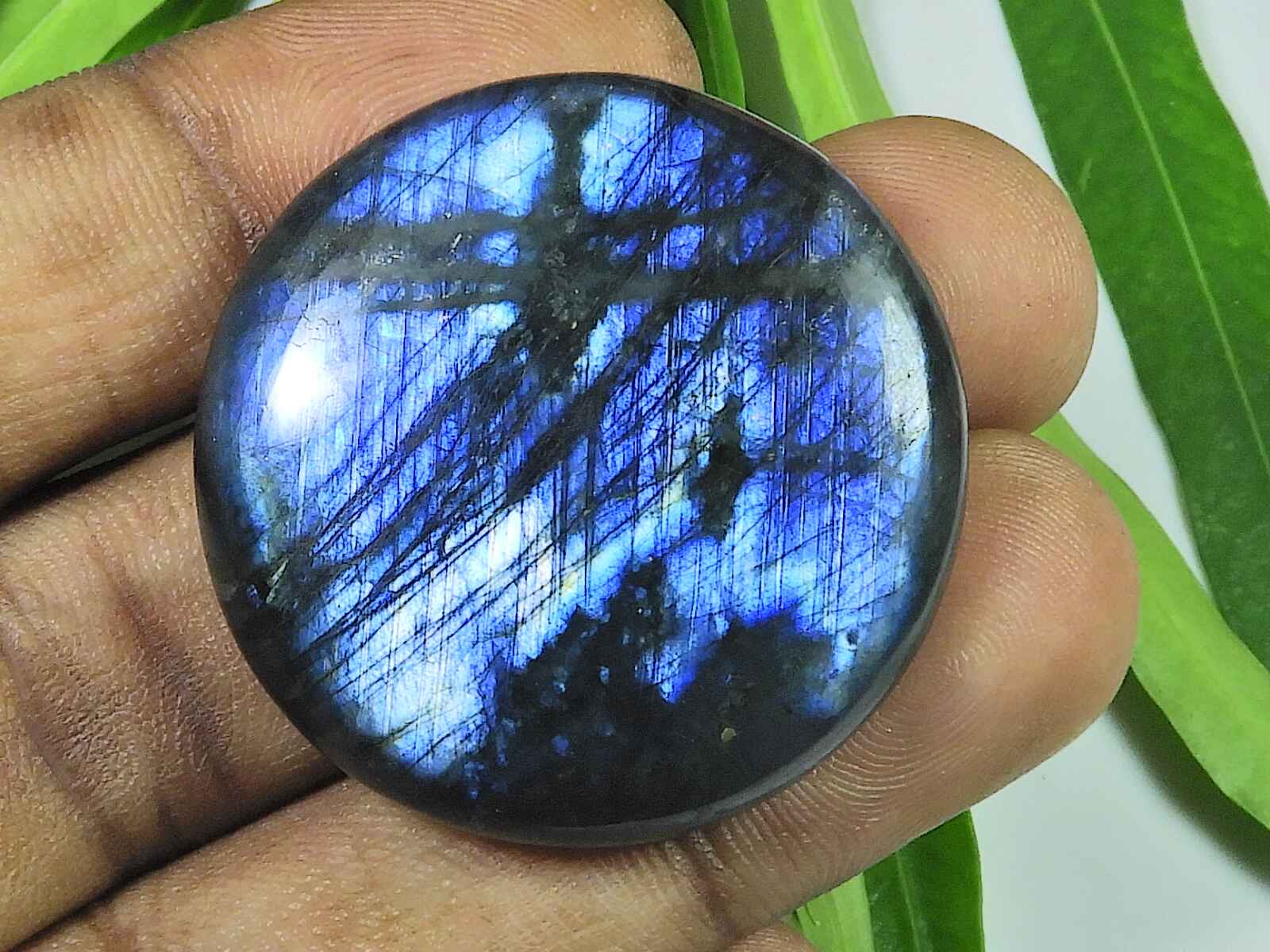 

35X35MM Multi Fire Labradorite Round Cabochon Loose Natural Gemstone 84Cts. SK-3924