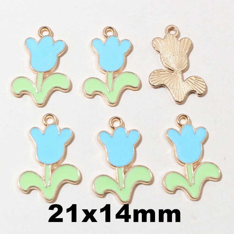 20pcs 17x14mm Flower Charms Pendant Enamel Alloy Small Cute Flower Charms DIY Jewelry Accessories Findings for Necklace Earrings