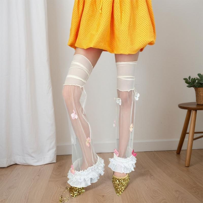 Fashionable Kids Leg Warmer Transparent Sweet Design Breathable Nylon Comfortable For Daily Use And Parties