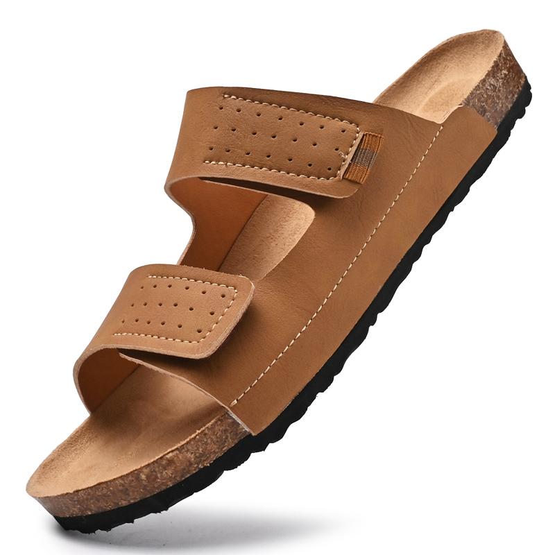 

Summer Men s Big Size 48-49 Clogs Cork Slippers Microfiber Leather Casual Slip-On Slide Sandals for Beach 46