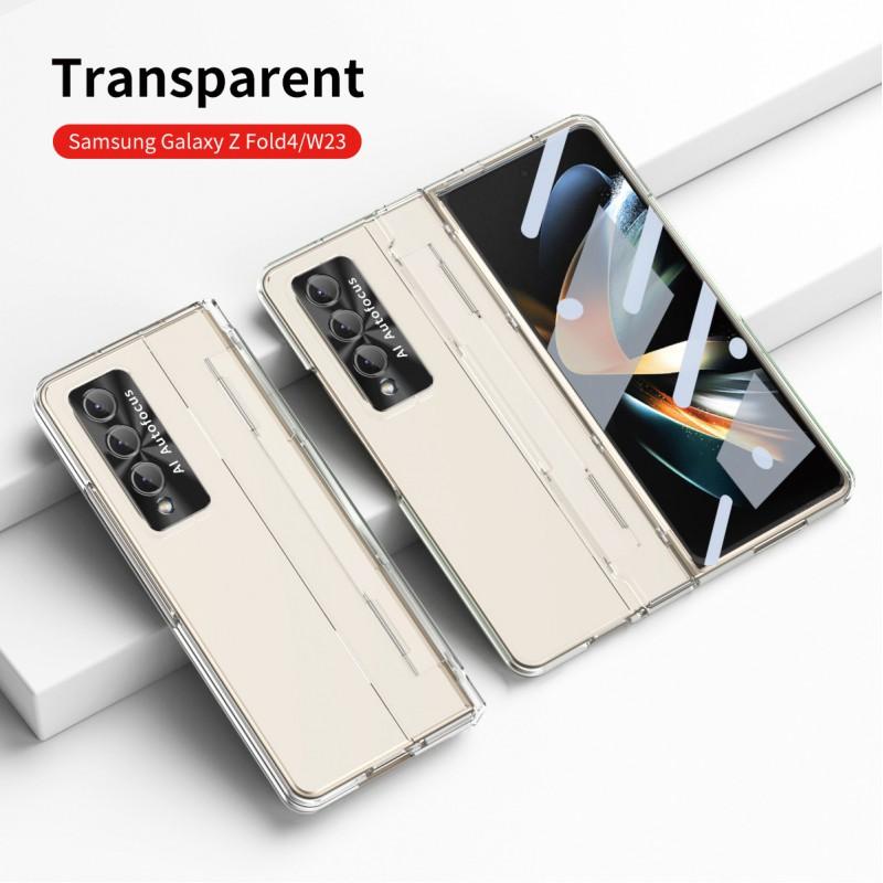 Galaxy Z Fold4 Case With Tempered Glass Screen Protector Full Coverage Shockproof PC Cover Kickstand