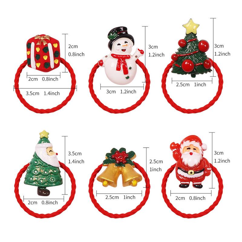 Christmas Hair Ties For Girls 12 Pieces Snowman Trees Cute Hair Bands Santa Claus Hair Ties Hair Accessories Bulk Girls Ponytail