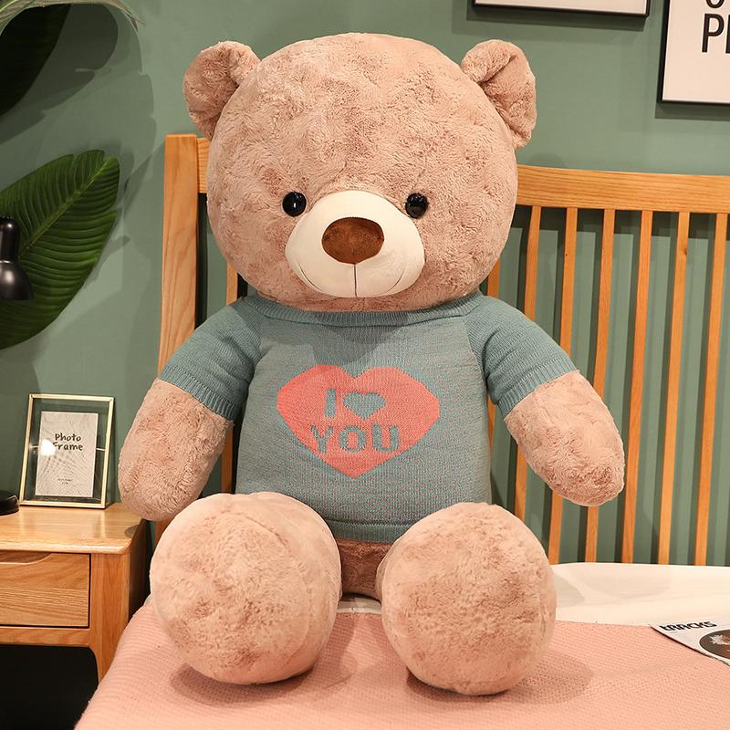 Large Sweater Teddy Bear Plush Toy Girl Birthday Gift Love Big Bear Doll Bed Hugging Sleeping Doll