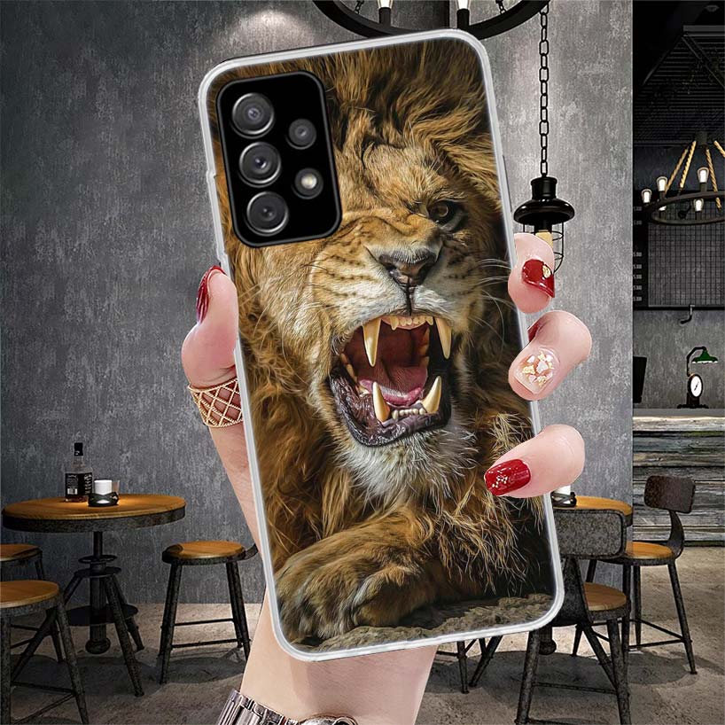 Lion Alpha Male Cub King Phone Case For Samsung Galaxy A12 A22 A32 A52 A72 A02S A51 A50S A71 A70 A31 A20S Note 20 Ultra S10 A10S