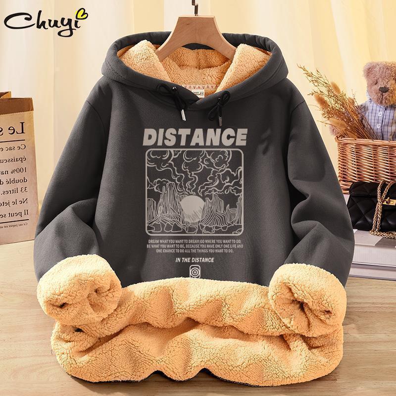 

Мужской свитер в гонконгском стиле, толстый зимний худи с капюшоном, парный, трендовый бренд, куртка из овечьей шерсти, свободного кроя, большого размера L