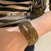 European & American Geometric Multi-Layer Open Bangle: Vintage Exaggerated Diamond-Inlaid Bracelet Light Luxury for Women