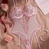 New Hot High Quality Lingerie, Sexy, Light, Transparent Lace, Floral Embroidery, Pink Pure Desire One-piece