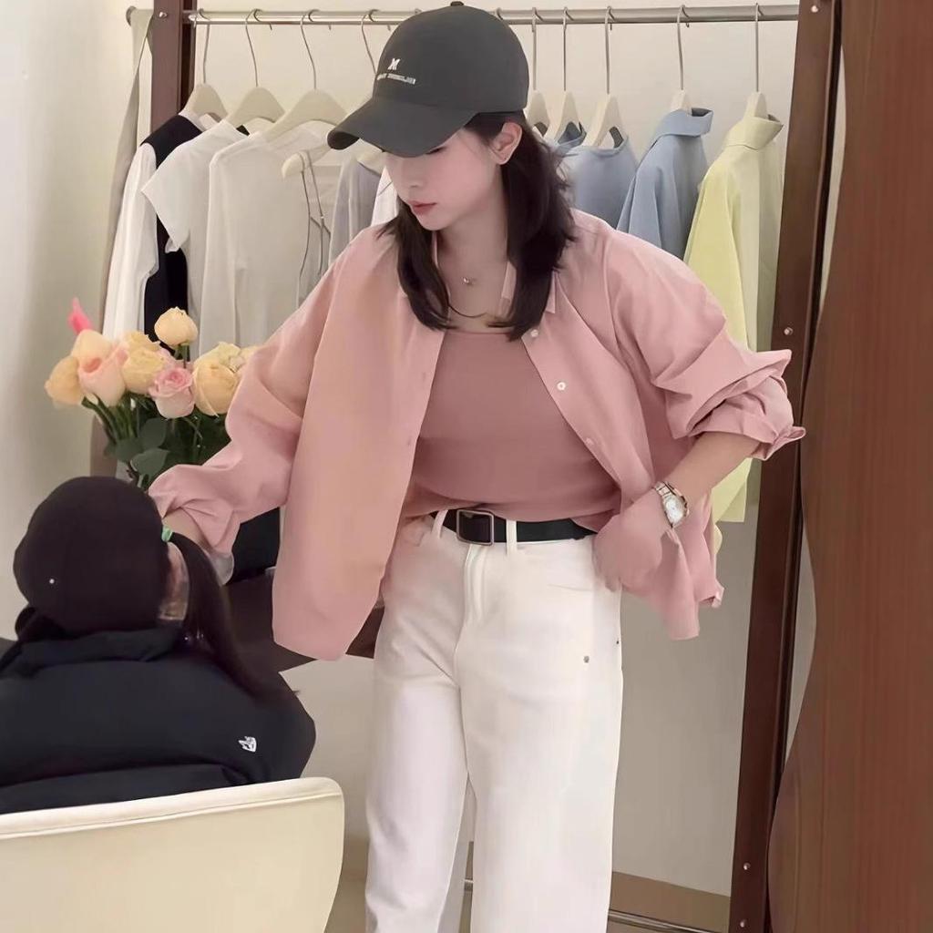 Korean Style Lapel Short Shirt for Women - 2025 Spring Fashion, Petite Casual, Loose Slimming Top
