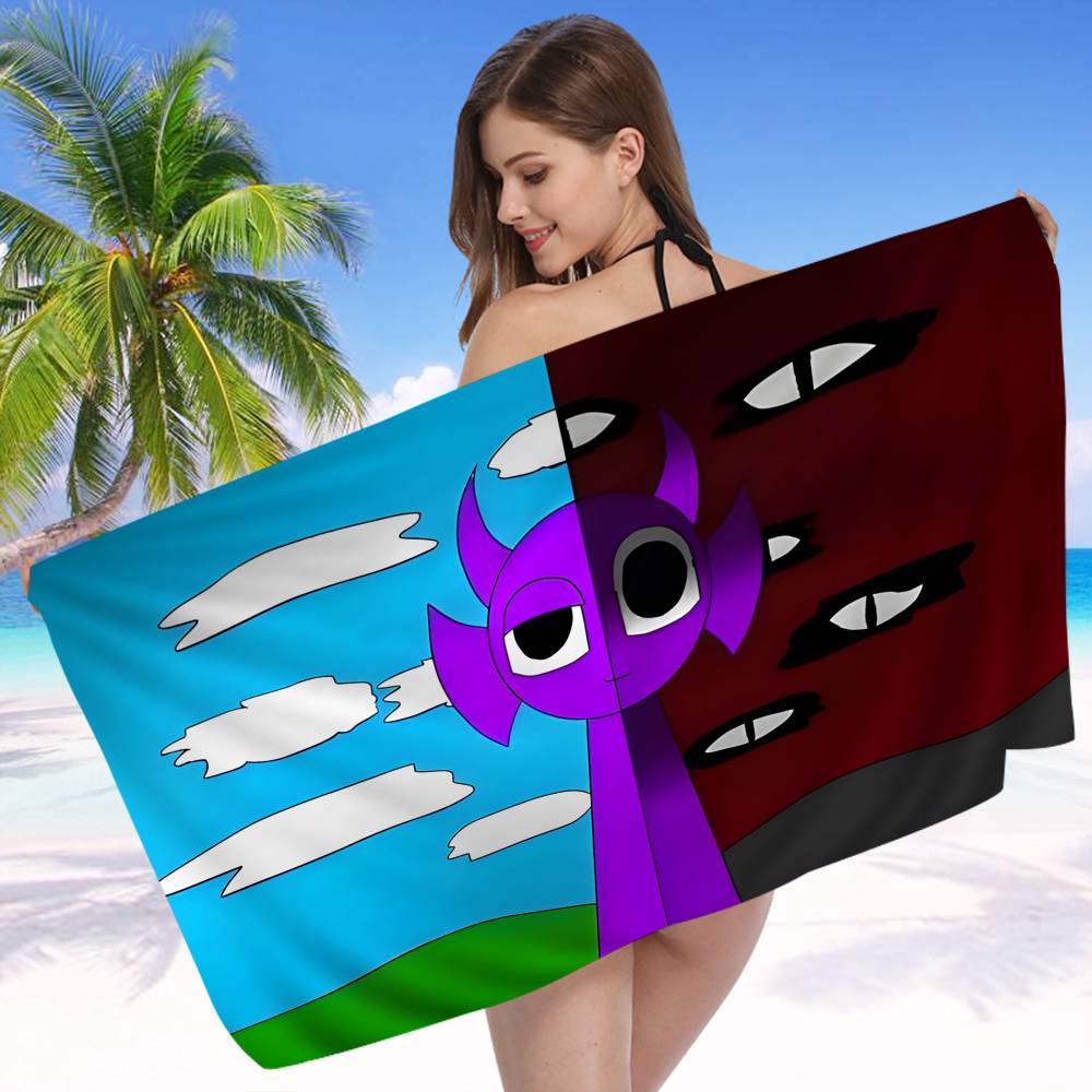 I-Incredibox S-Sprunki Anime Prosop de Plajă pentru Înot Moale Absorbant Lavetă Cadouri pentru Copii pentru Copii Călătorie Camping Sală de Sport