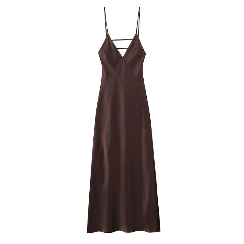 Kaslead New Women Clothes Western Style Silk Satin Texture Sleeveless Midi Dress 2452331 300