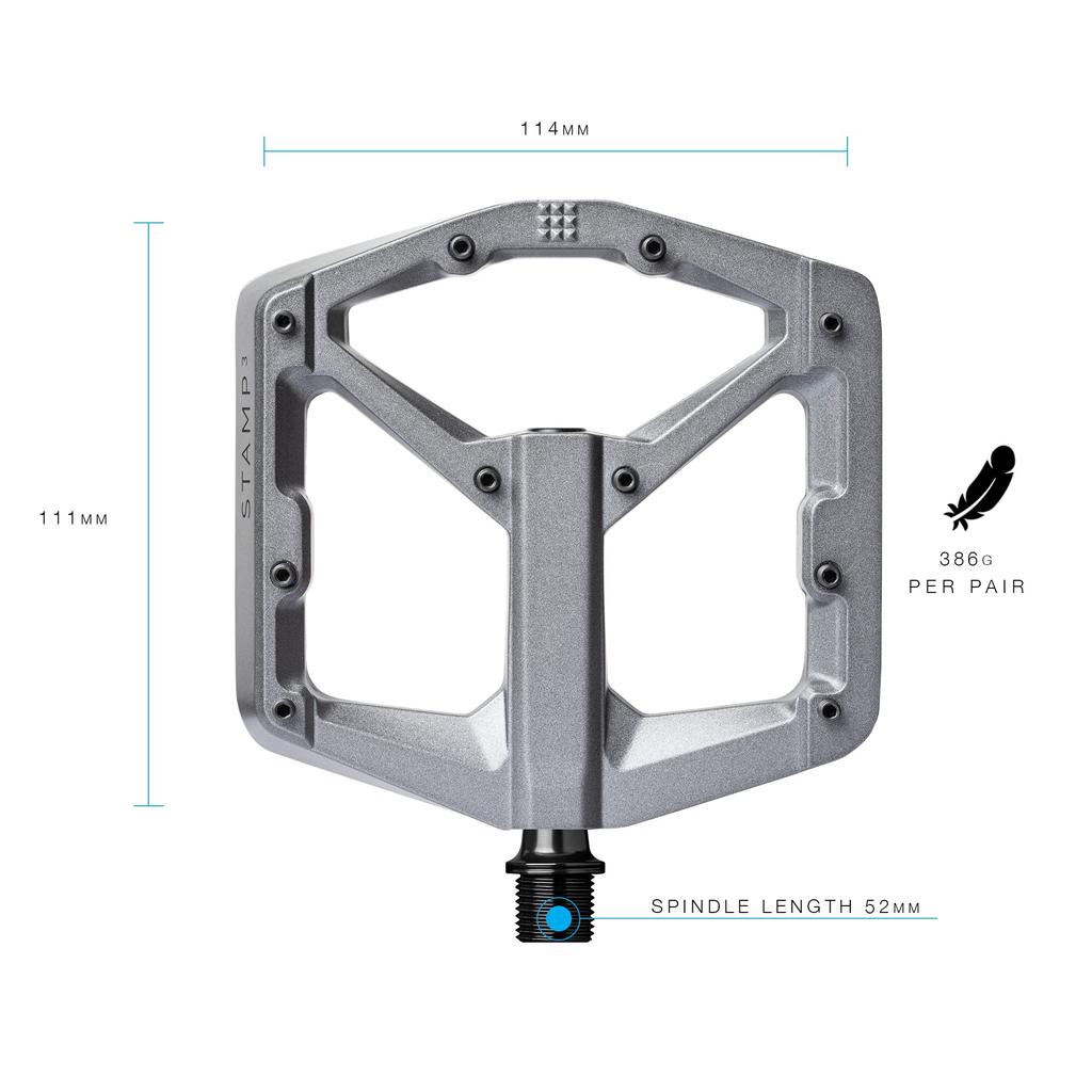 CRANK BROTHERS Stamp 3 MTB Flat Magnesium Gray Pedals, Body, Large,