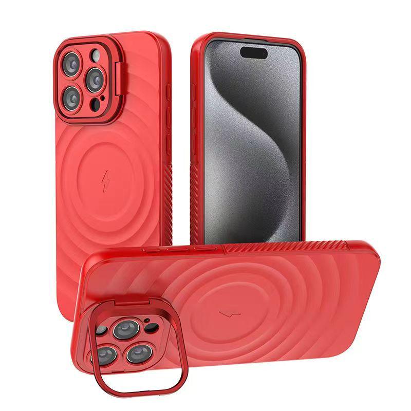 Wave Pattern iPhone 17 Pro Max Case with Magnetic Lens Holder, Apple 16/15 Compatible, Drop-Proof, Cross-Border Design