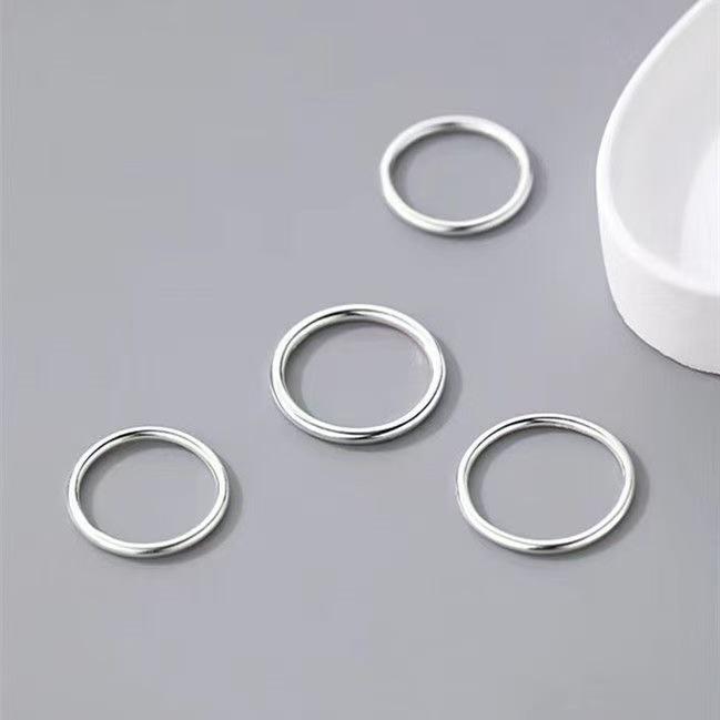 Damenring 999er Sterlingsilber Glatter Bandring mit rundem Stab - Einfaches Liebes-Partner-Passform-Design