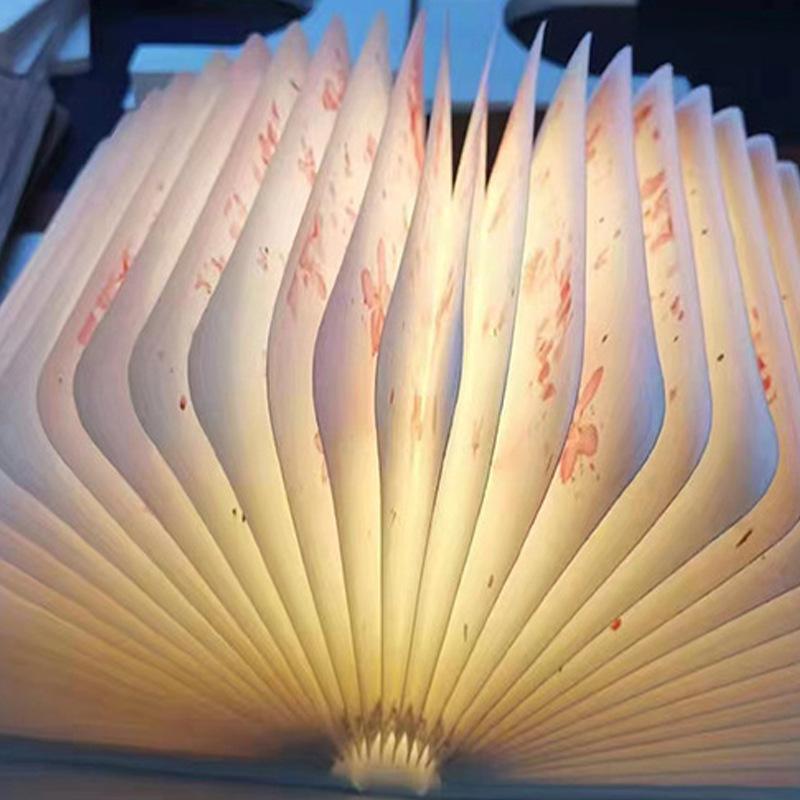1Pc Leather Seven-color Book Light Led Creative Page Turning Book Light, Folding Desk Lamp Variable Night Light Souvenir