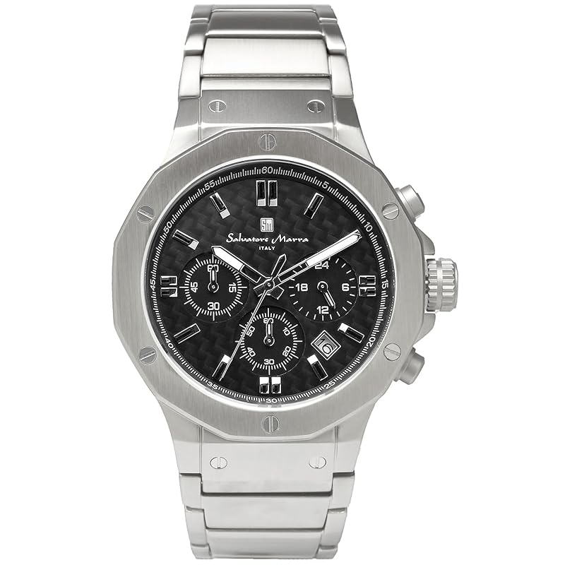 

[Salvatore Mara] watch men s chronograph 10 ATM water resistant business 20th anniversary Limited model SM18117SS (black carbon)