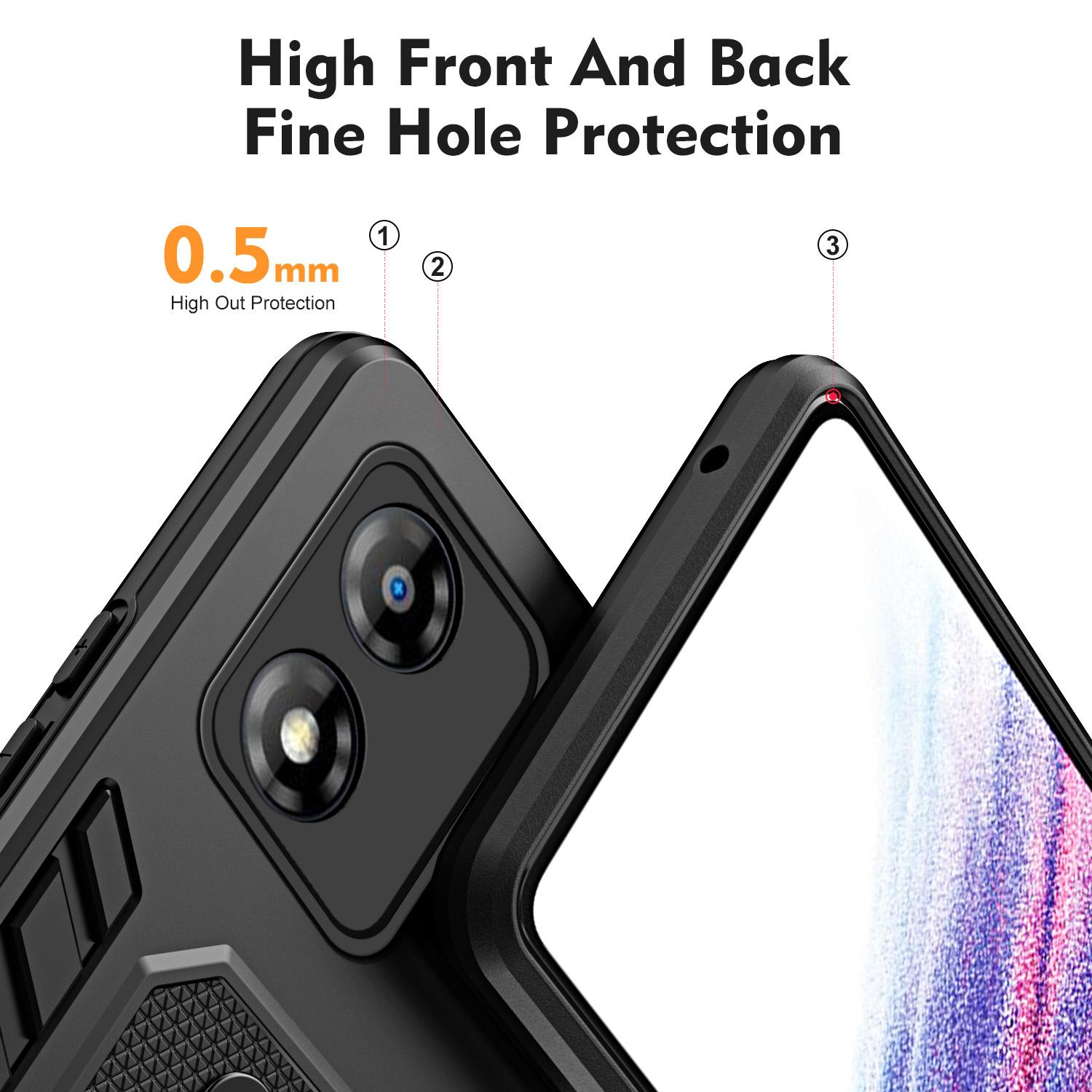 

For Motorola Moto E13 4G Phone Case TPU+PC Cover Metal Kickstand Black