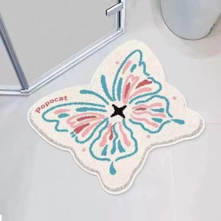 Butterfly Shaped Living Room Carpet Bedroom Entrance Floor Mat Anti-slip Bathroom Mat