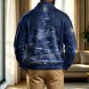 Men's Casual Christmas Print Collared Long Sleeve Pullover Sweatshirt