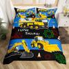 Truck Excavator King Queen Duvet Cover Yellow Tractor Bedding Set For Kids Boys Girls Cartoon Car Transporter 2/3pcs Quilt Cover