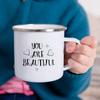You Are Wonderful Enamel Mugs Motivational Quotes Beer Drink Juice Coffee Dessert Cocoa Milk Handle Mug Festive Birthday Gifts