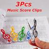 3Pcs/Set Book Paperclips Sheet Steel Spring Score Funny Mini Music Folder Clip Decorative Paper Musical Notation Office Supplies