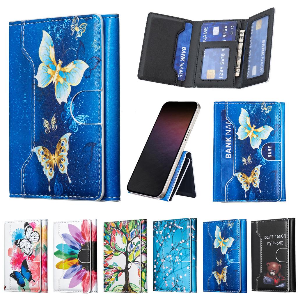 Bolsa de cartão divisória magnética Magsafe universal para telemóvel iPhone, bolsa de cartão de armazenamento pintada com cartoon Samsung