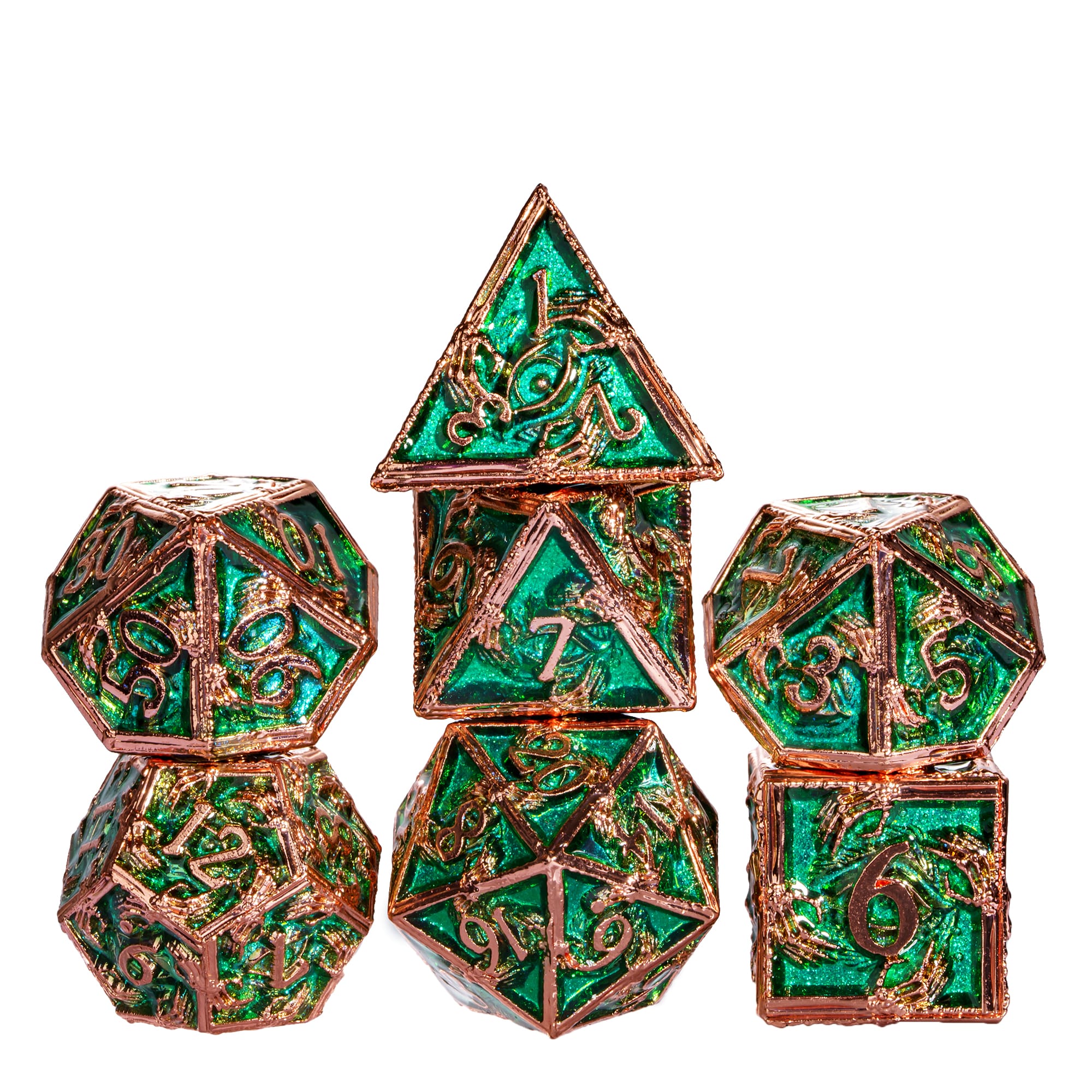 Cusdie Ghost Claw DnD Dobbelstenen Metaal Halloween Ontwerp 7 Stuks Polyhedrale D&D Dobbelstenen Set voor Rollenspel Pathfinder Cadeau Bordspellen