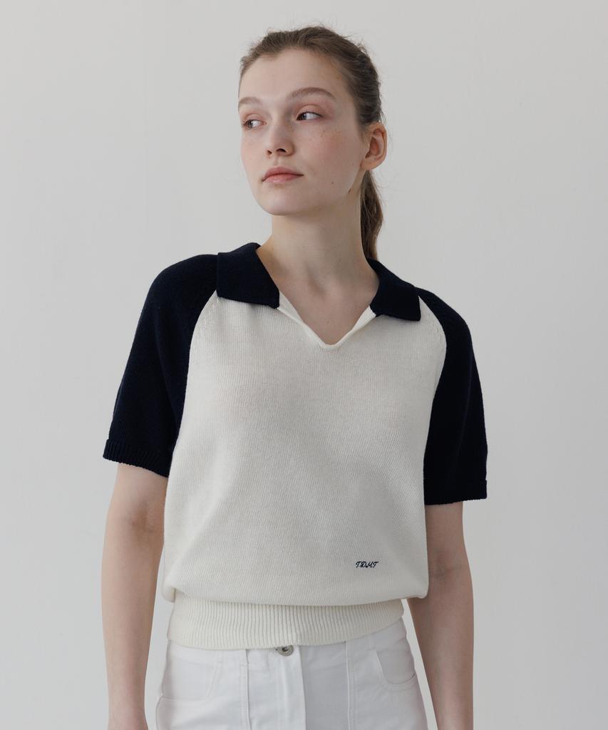 TTUDEMENT Half Sleeve Raglan Knit Ivory