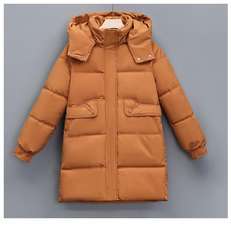 Womens Hooded Puffer Coat Mid-Length Thick