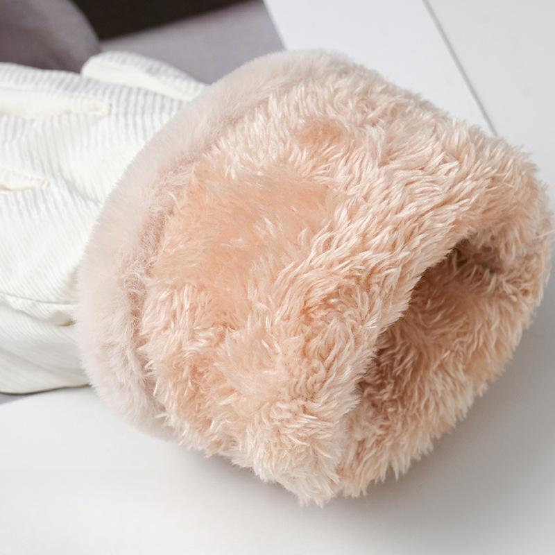 Autumn and Winter Warm Gloves for Women Thickened with Fleece Windproof Cute Butterfly Student Outdoor Cycling Touch Screen Skiing Gloves