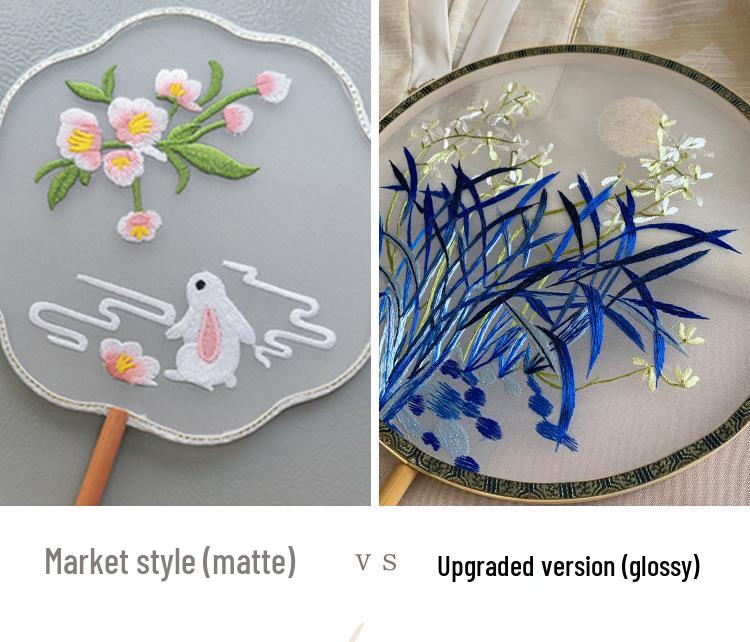 Ventaglio da Palazzo di Suzhou Ricamato su Entrambi i Lati in Stile Antico con Nappa - Ventaglio Rotondo di Bellezza Hanfu Cinese Fatto a Mano