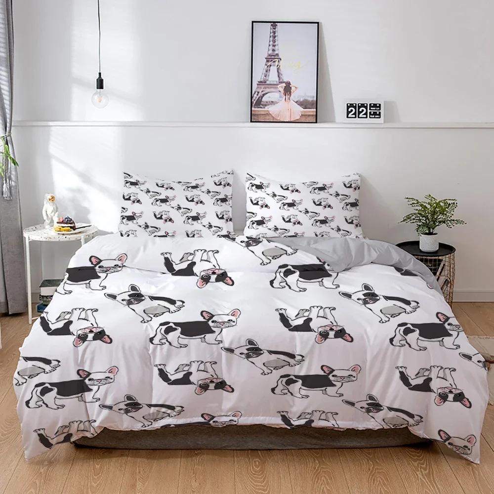 French Bulldog Bedding Set Children'S Cartoon Puppy Three-Piece 3D Digital Printing
