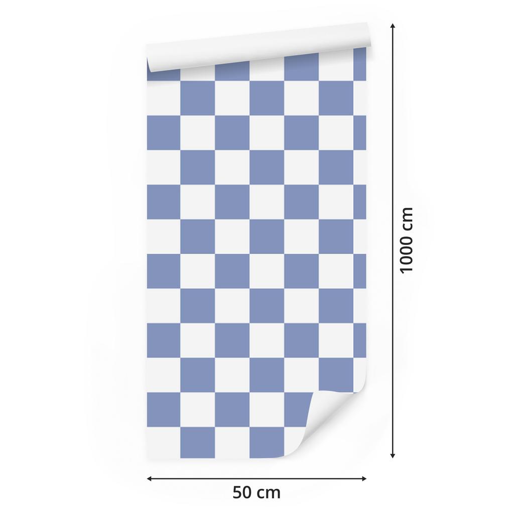 Checkerboard wallpaper blue, blue background for living room and bedroom 50x1000