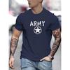 Men's summer 100 cotton fashionable casual loose sports ARMY and five pointed star printed round neck short sleeved T-shirt top