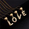 18K Gold-Plated Zircon Necklace with Cross and Colorful Letter Pendants