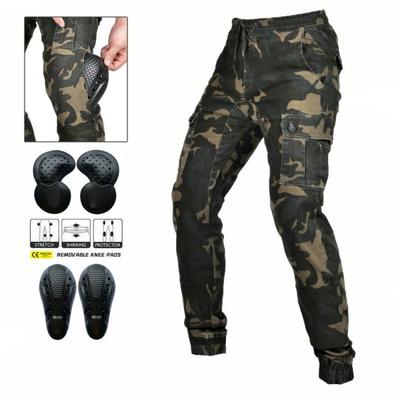 Heren Motorrijbroek Camo Cargo Werkkleding Slim Fit All-Season Casual Broek Met Beschermende Vulling