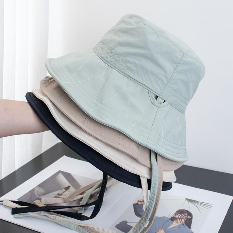 Summer Mesh Drawstring Fisherman Hat With Sun Protection For Women