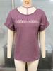 Women's Round Neck Short Sleeve Waffle Knit Top Straight Fit Casual Hollow Lace Patchwork Solid Color T Shirt Blouse