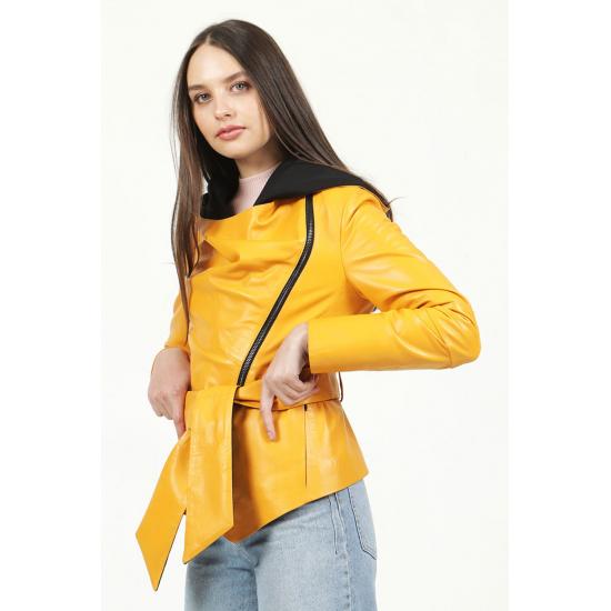 Womens Jacket Belted Plus Large Big Size Genuine Leather Women's Jacket