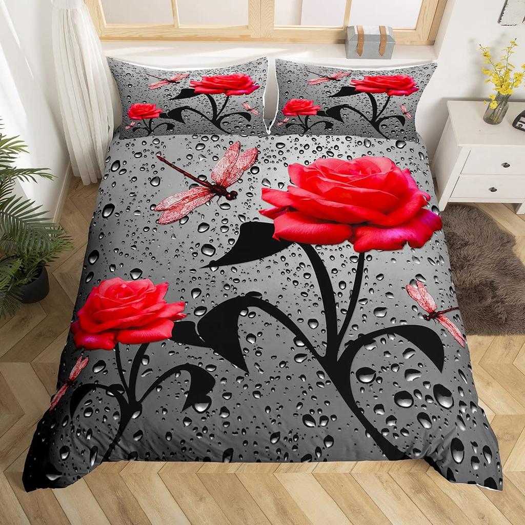 Comforter Dragonfly Flowers Bedding Set Rustic Aesthetic Animal Dragonflies Farmhouse Comforter Gifts For Women Girls