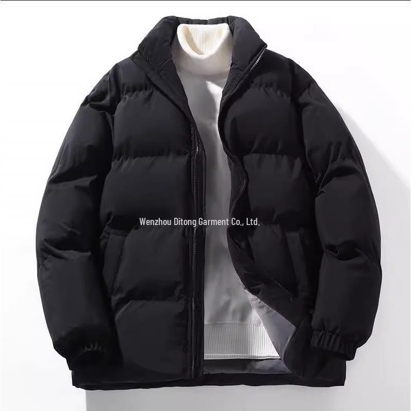 Men's Autumn & Winter High Neck Thickened Cotton Coat with Velvet, Solid Color, Plus Size, Couple Wear Puffer Down Jacket