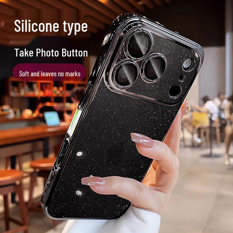 Compatible iPhone 17 Pro Max Electroplated Glitter Full Coverage Lens Film Anti-Fall Protective Case